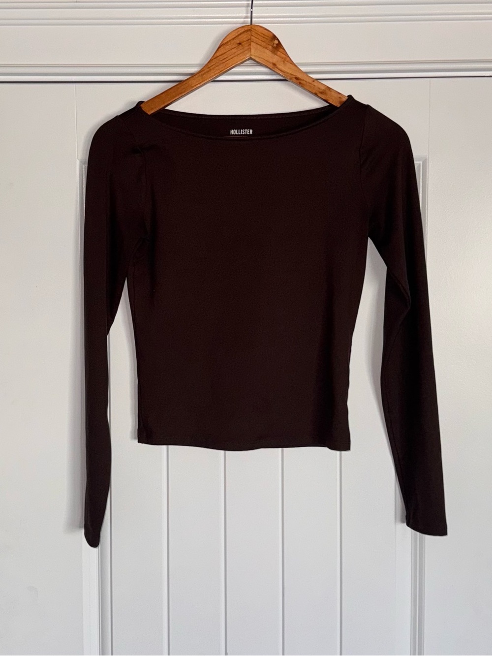 Hollister Women's Long-Sleeve Boatneck Top - Brown